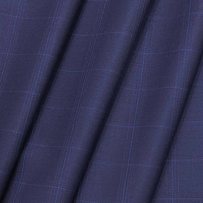 Raymond Violet Blue Poly Wool Check Blazer Fabric