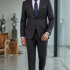 Suit Fabric Raymond Super Luxurious 30% Rich Wool Mild Check Color Wine N Blackish Grey