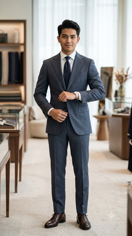 Suit Fabric Raymond Super Luxurious 40% Rich Wool Plain Color Greyish Blue