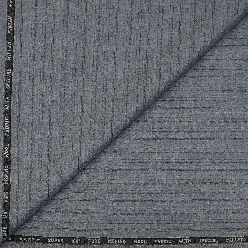 Raymond Super 160s count 100% Wool Tweed Self Stripes Blazer Fabric Colour Worsted Grey