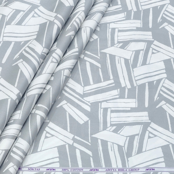 Shirt Fabric Soktas Finest 60s Giza Cotton Digital Print Colour Grey N White