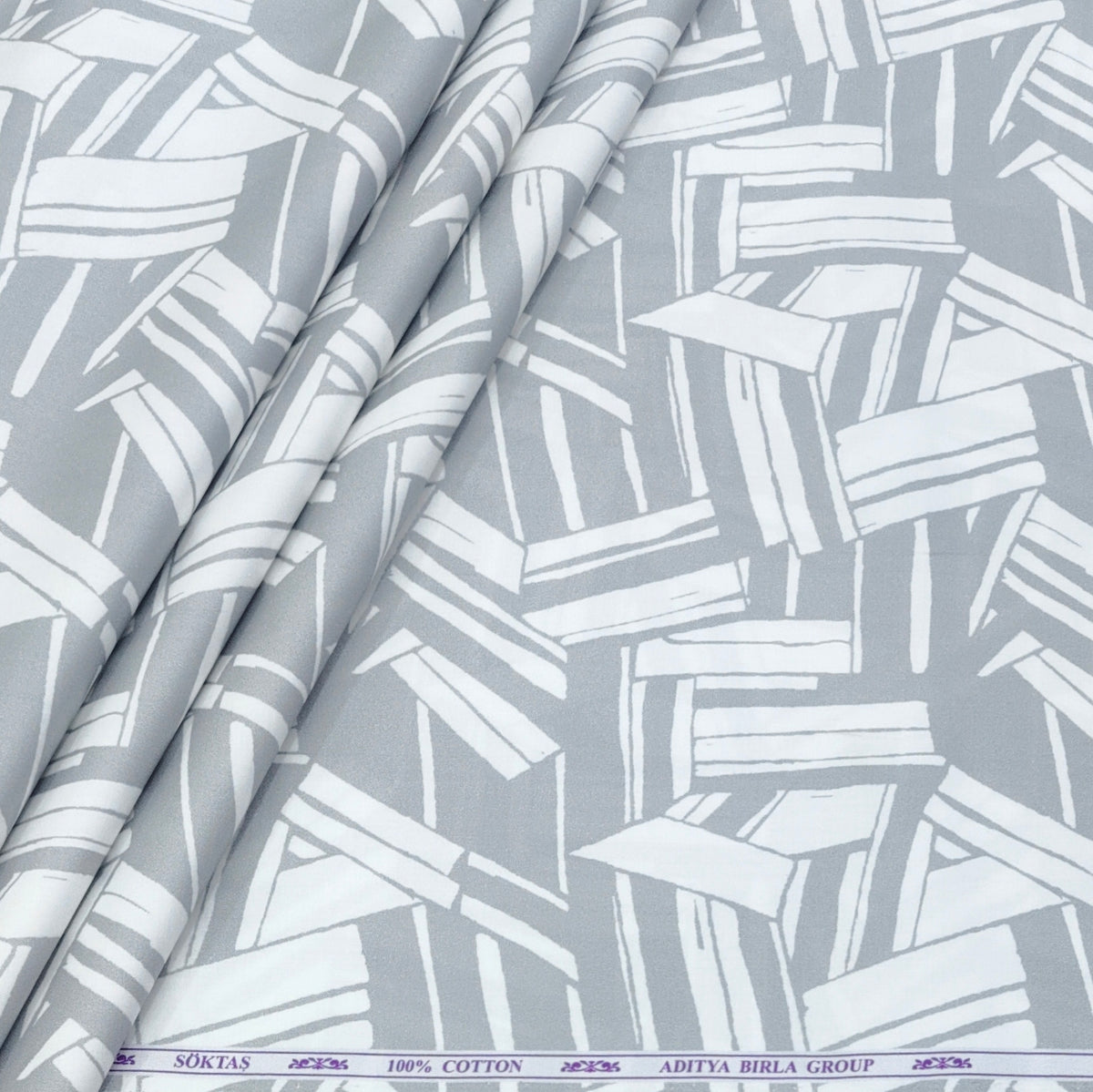 Shirt Fabric Soktas Finest 60s Giza Cotton Digital Print Colour Grey N White