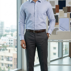 Shirt Fabric Arvind 100% Pure Cotton Micro Check Colour Blue