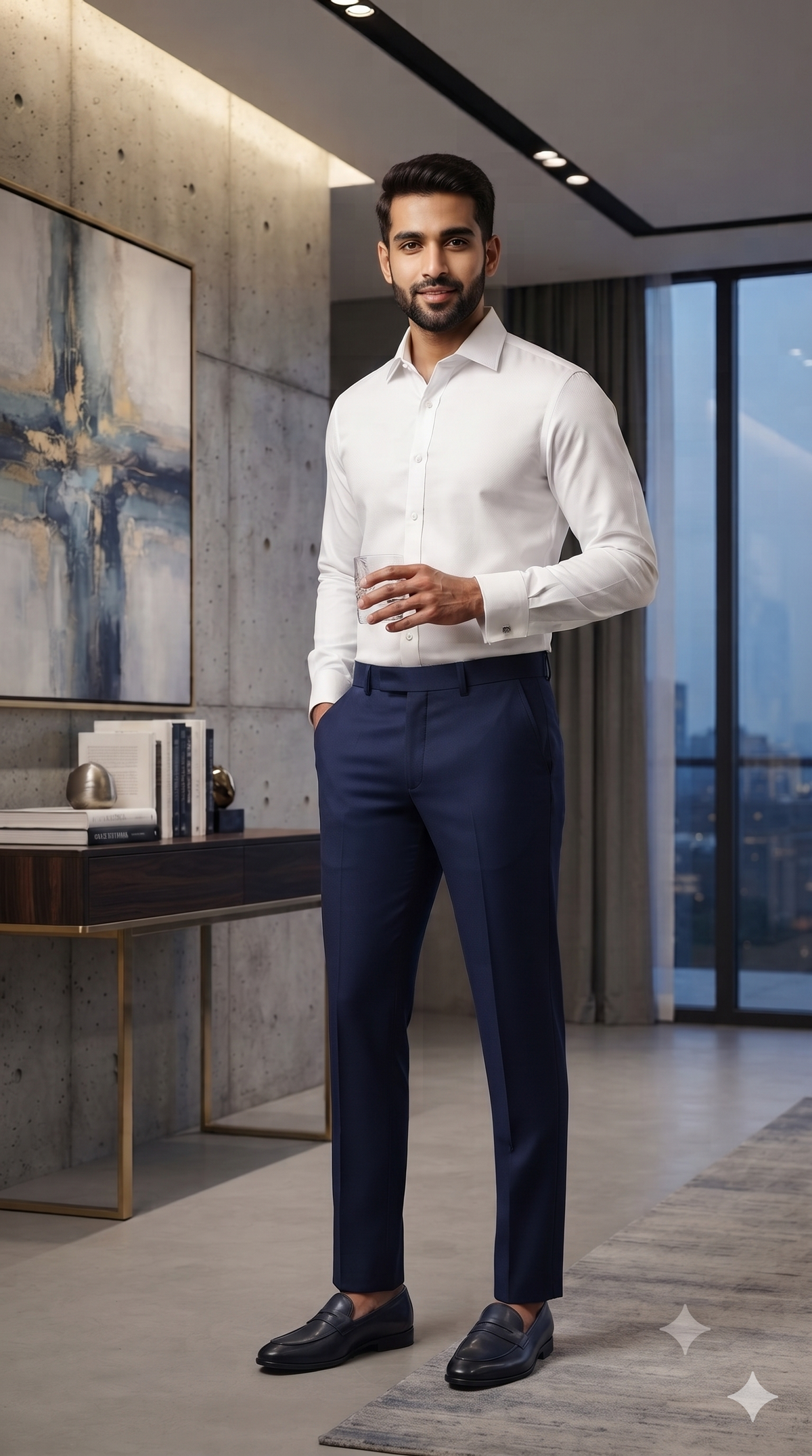 Trouser Fabric Canetti Italy Luxury TR Plain Colour Berry Blue