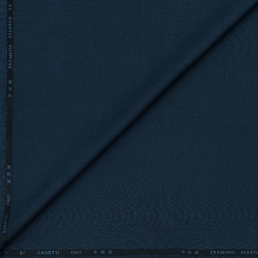 Trouser Fabric Canetti Italy Luxury TR Self Textured Colour Teal Blue