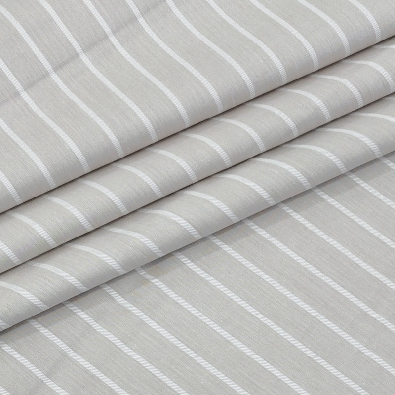 Shirt Fabric Arvind 100% Pure Cotton Pencil Stripes Colour Ash Beige