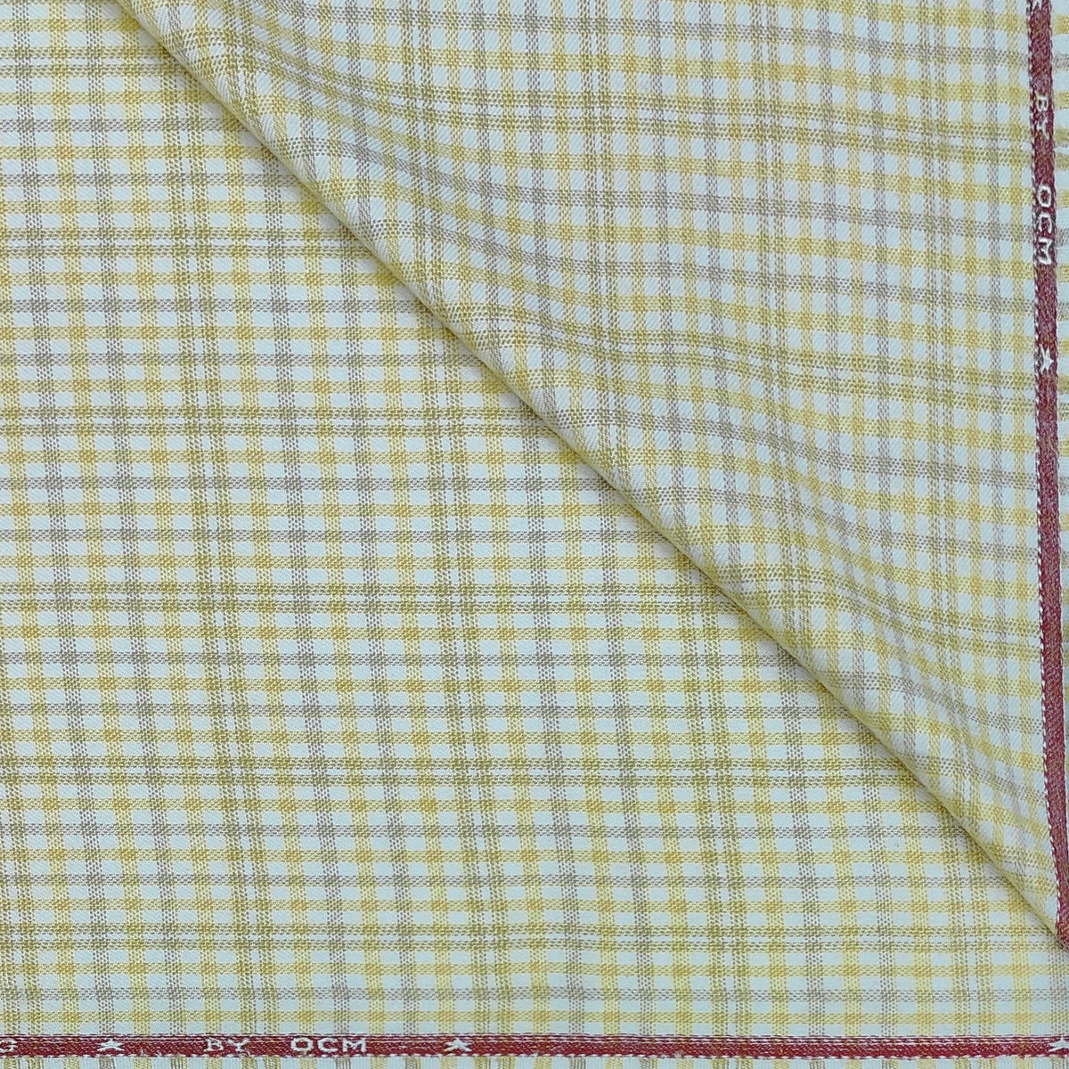 Warm Shirt Fabric Ocm Fancy Grid Check Colour Light Yellow N White