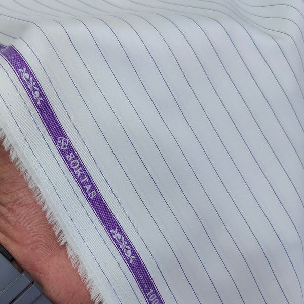 Shirt Fabric Soktas Finest 80s Giza Cotton Lining Colour Purple N White