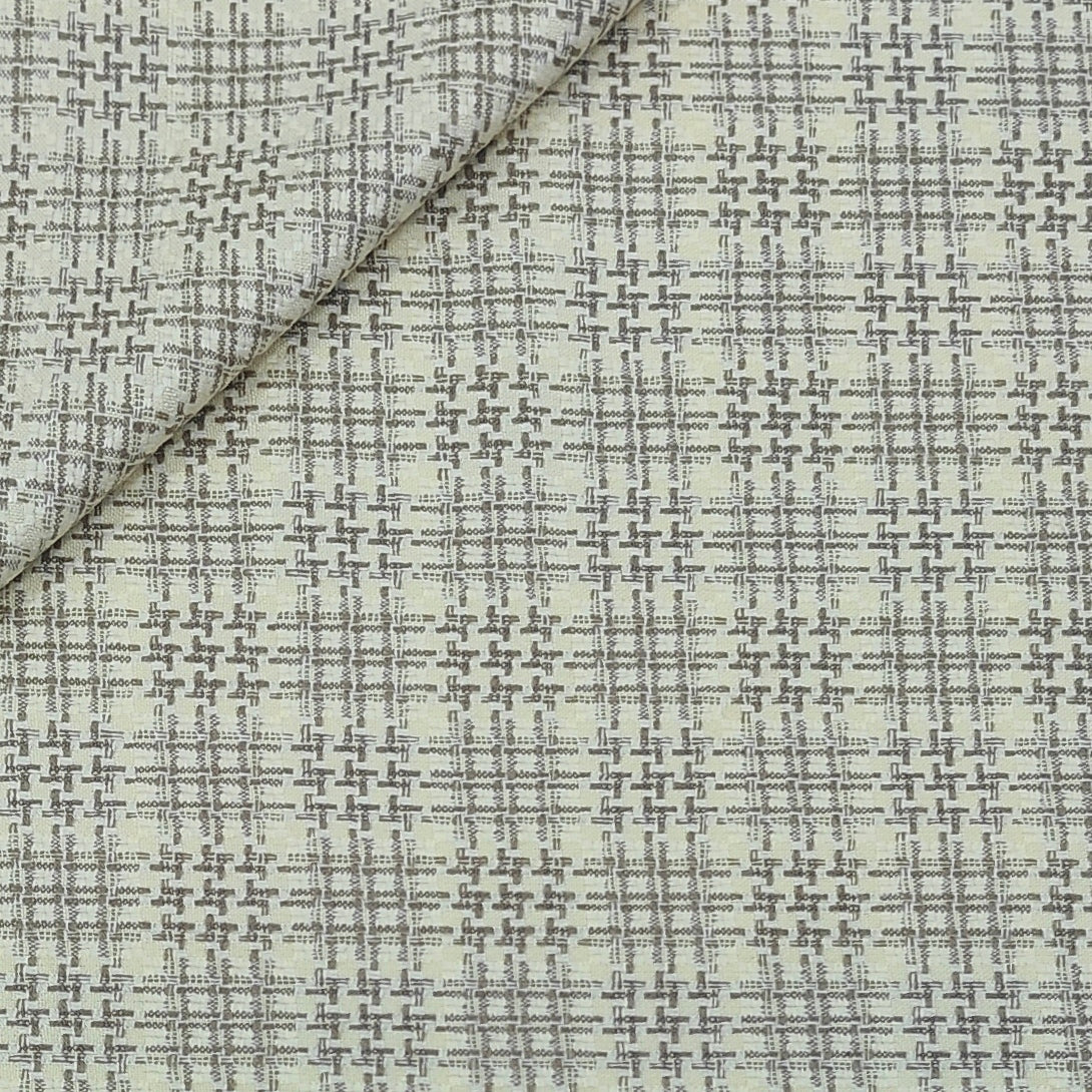 Warm Shirt Fabric Ocm Mix Check Colour Cream Brown