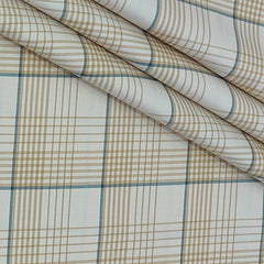 Shirt Fabric Donear LA Finish Premium Giza Cotton Tartan Check Colour Brown Cream