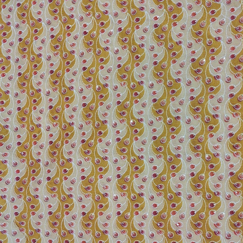 ManTire Men's Designer Silk Embroidery Harvest Gold Yellow color Kurta Fabric