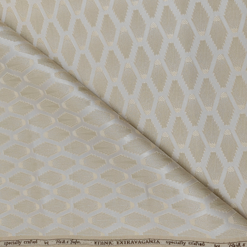 Reid & Taylor Jacquard Premium Bandhgala Fabric Colour Soft Cream