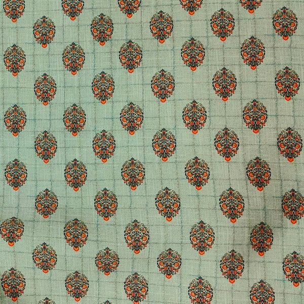 ManTire Men's Designer Silk Digital Printed Kurta Fabric Colour Sage Green