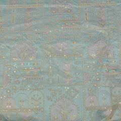 Kurta Fabric ManTire Designer Silk Jaal Embroidery Colour Seafoam Green