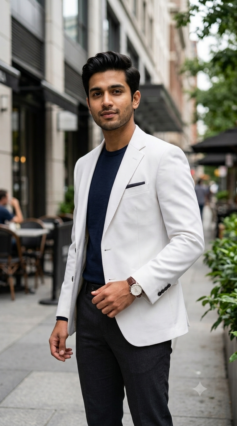 Blazer Fabric Siyaram Poly Viscose Plain Colour White
