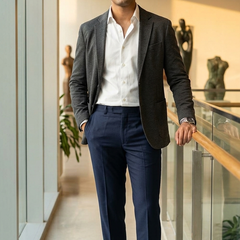Trouser Fabric OCM Exotic Premium Super 110s Count 45% Merino Wool Dobby Color Berry Blue