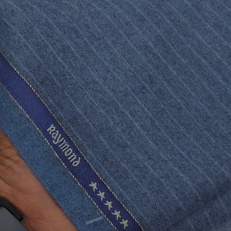 Raymond Super 160s count 100% Wool Tweed Lining Blazer Fabric Colour Pigeon Blue