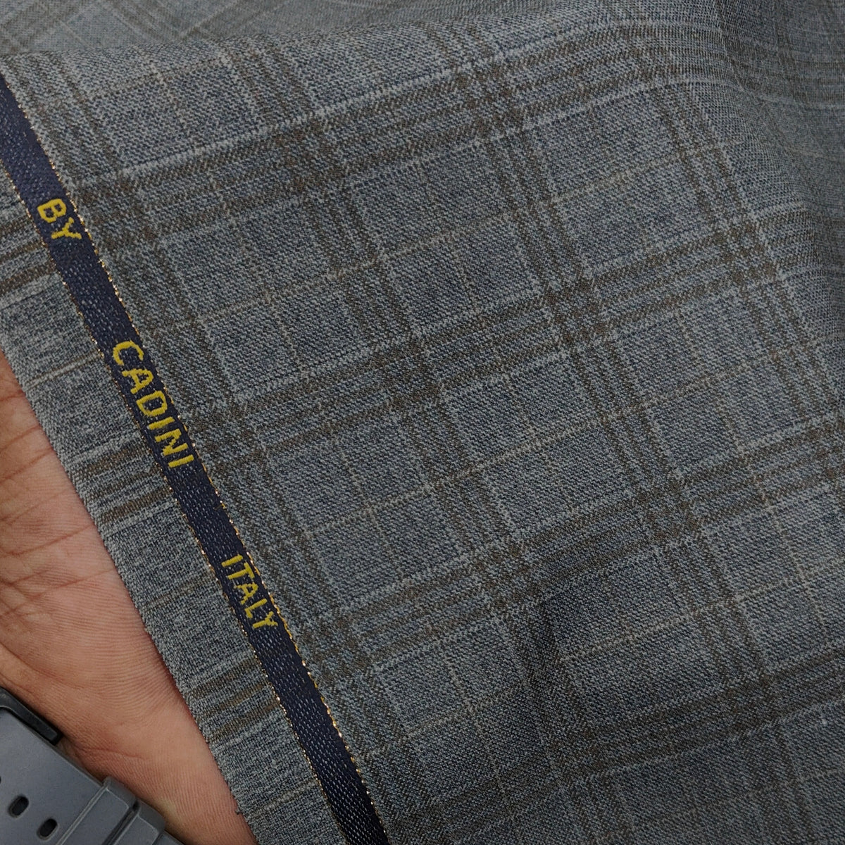 Trouser Fabric Canetti Italy Merino 110s Wool Blend Mild Check Colour Nevada Grey