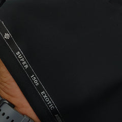 Trouser Fabric OCM Exotic Premium Super 150s Count 40% Merino Wool Plain Color Crow Black