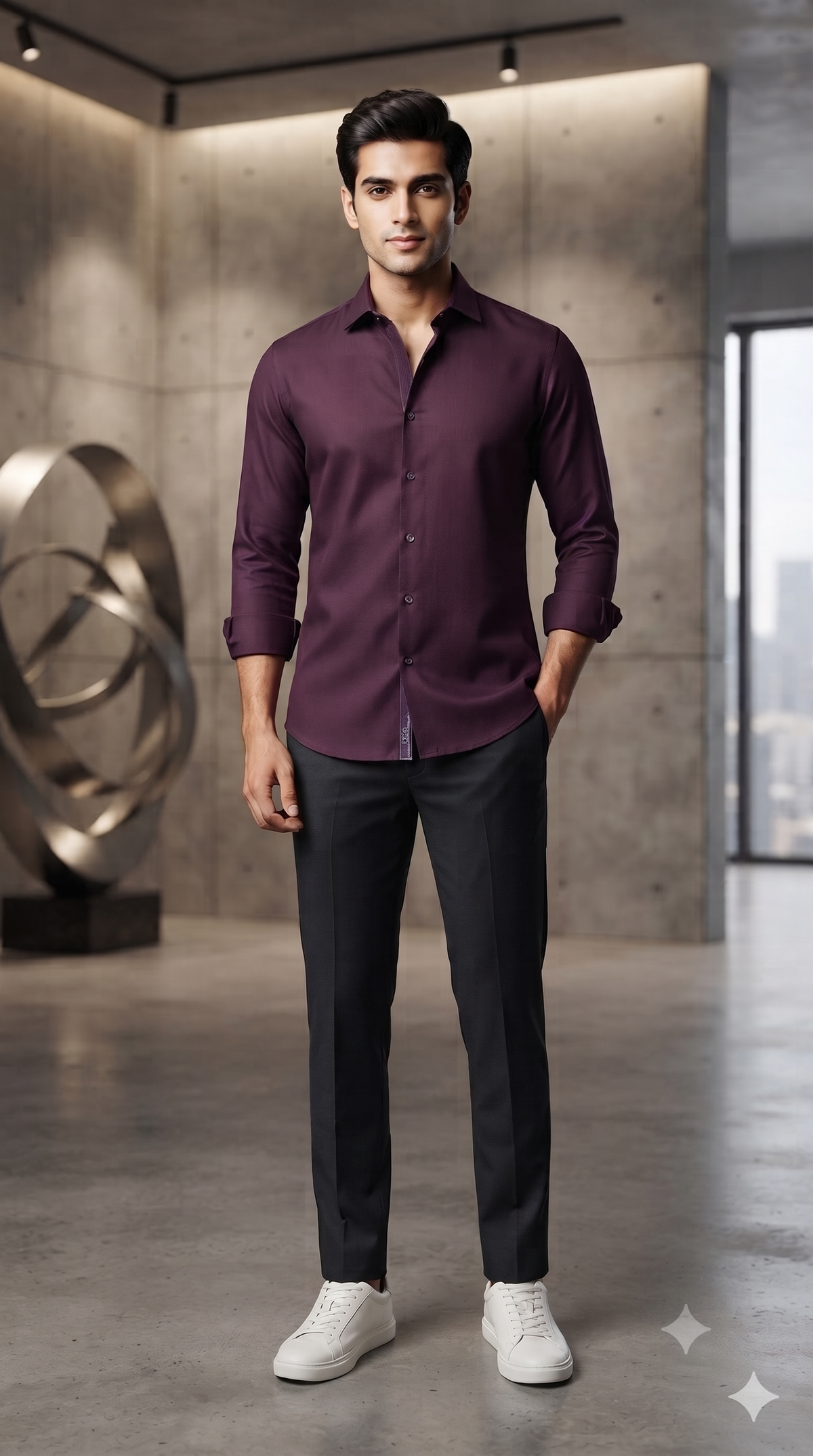 Shirt Fabric Soktas 100% Cotton Oxford Weave Colour Maroon
