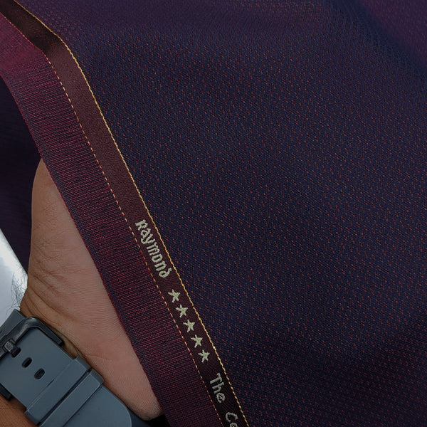 Suit Fabric Raymond Exotic Super 100s Count Luxurious 40% Rich Wool Dobby Color Plum Wine
