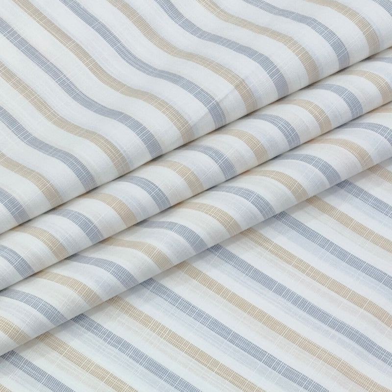 Shirt Fabric Arvind 100% Pure Cotton Multi Stripes Colour Beige N White