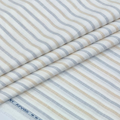 Shirt Fabric Arvind 100% Pure Cotton Multi Stripes Colour Beige N White