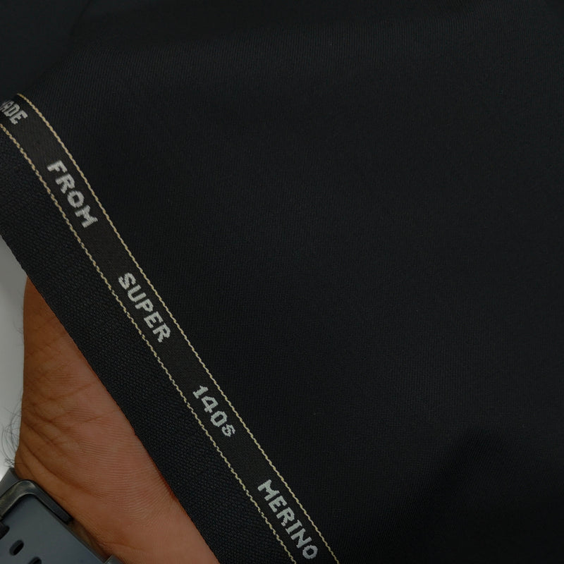 Raymond Exotic Premium Super 140s Count 45% wool Plain Suiting Fabric Colour Black