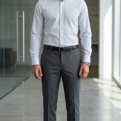 Shirt Fabric Donear LA Finish Premium Giza Cotton Windowpane Check Colour Blue N White