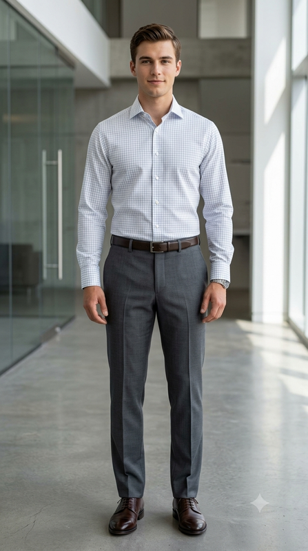 Shirt Fabric Donear LA Finish Premium Giza Cotton Windowpane Check Colour Blue N White