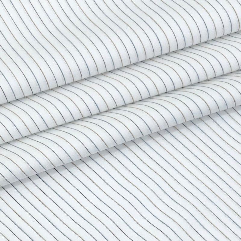 Shirt Fabric Donear Premium 100% Pure Cotton PinStripes Colour Blue, Brown N White