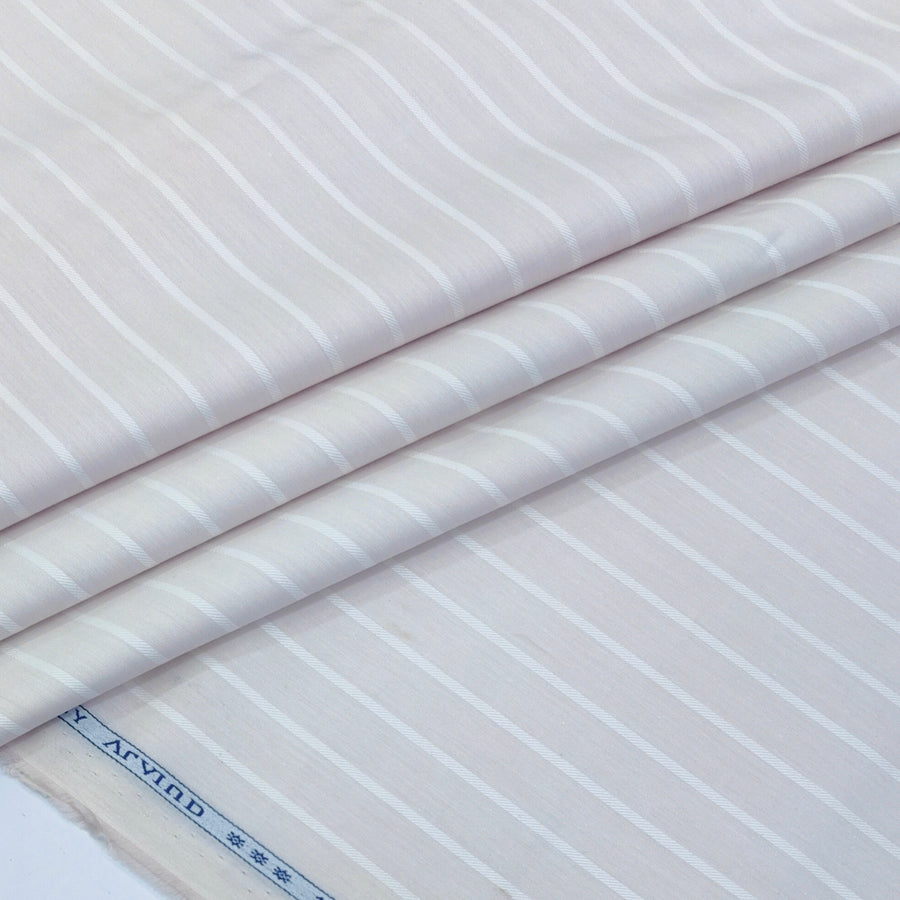 Shirt Fabric Arvind 100% Pure Cotton Pencil Stripes Colour Light Pastel Lavender