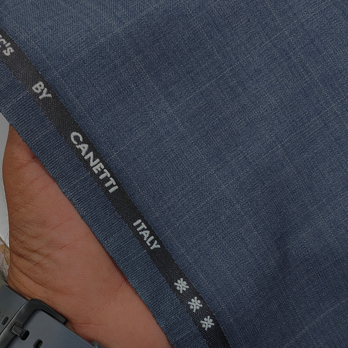 Trouser Fabric Canetti Italy Luxury TR Broad Check Colour Glaucous Blue