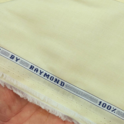 Raymond Premium Pure Cotton Unstitched Plain Shirt Fabric Colour Light Yellow