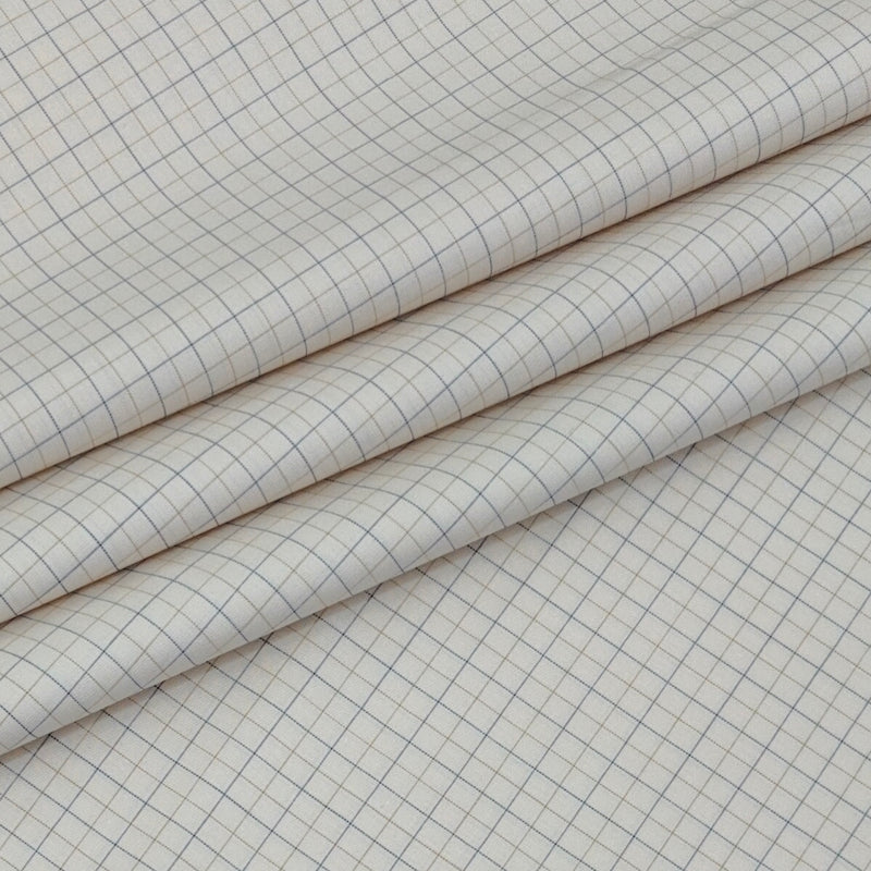 Shirt Fabric Donear Premium 100% Pure Cotton Windowpane Check Colour Blue N Ash Brown