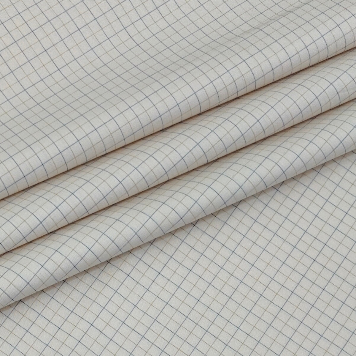 Shirt Fabric Donear Premium 100% Pure Cotton Windowpane Check Colour Blue N Ash Brown