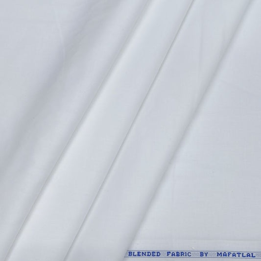 Mafatlal Men's Polyester Cotton White Plain Pyjama Fabric