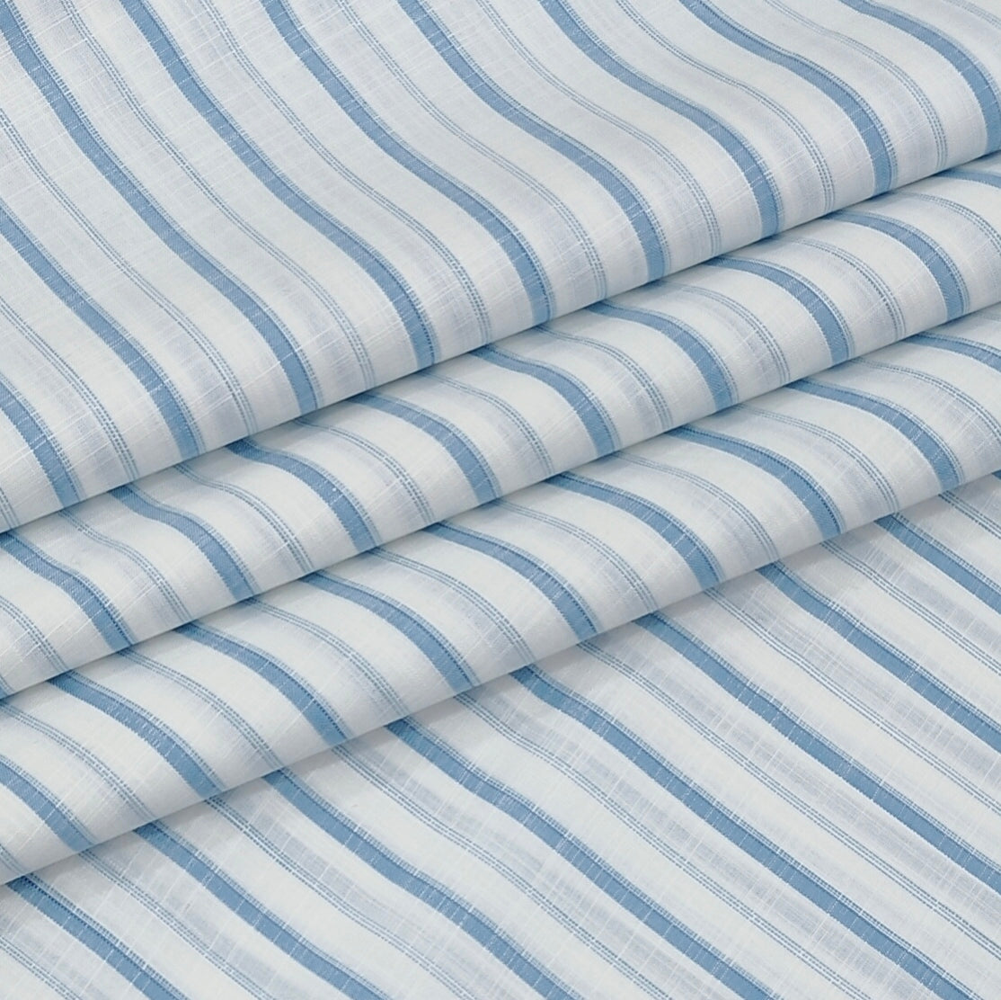 Shirt Fabric Arvind 100% Pure Cotton Awning Stripes Colour Light Blue N White