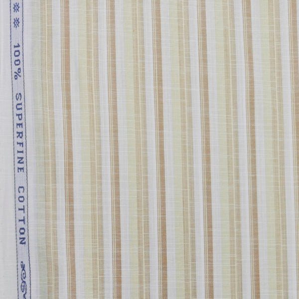 Shirt Fabric Arvind 100% Pure Cotton Multi Lining Colour Green, Brown