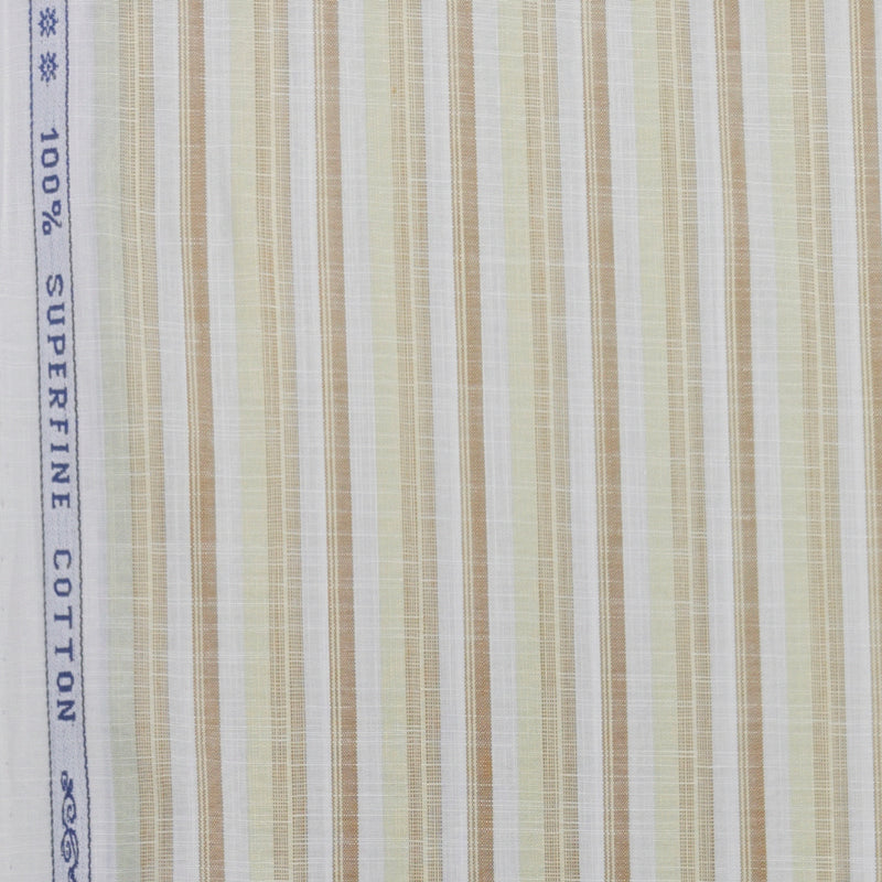 Shirt Fabric Arvind 100% Pure Cotton Multi Lining Colour Green, Brown