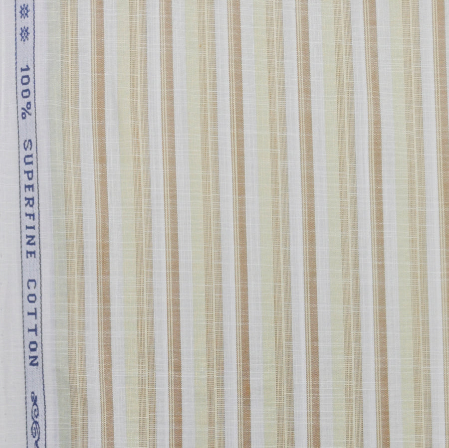 Shirt Fabric Arvind 100% Pure Cotton Multi Lining Colour Green, Brown