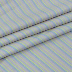 Shirt Fabric Arvind 100% Pure Cotton Candy Stripes Colour Lime Green N Soft Lavender