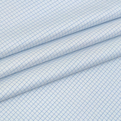 Shirt Fabric Donear LA Finish Premium Giza Cotton Windowpane Check Colour Blue N White