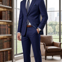 Suit Fabric Raymond Super Luxurious 52% Rich Wool Plain Color Berry Blue