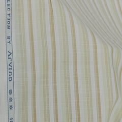 Shirt Fabric Arvind 100% Pure Cotton Multi Lining Colour Green, Brown
