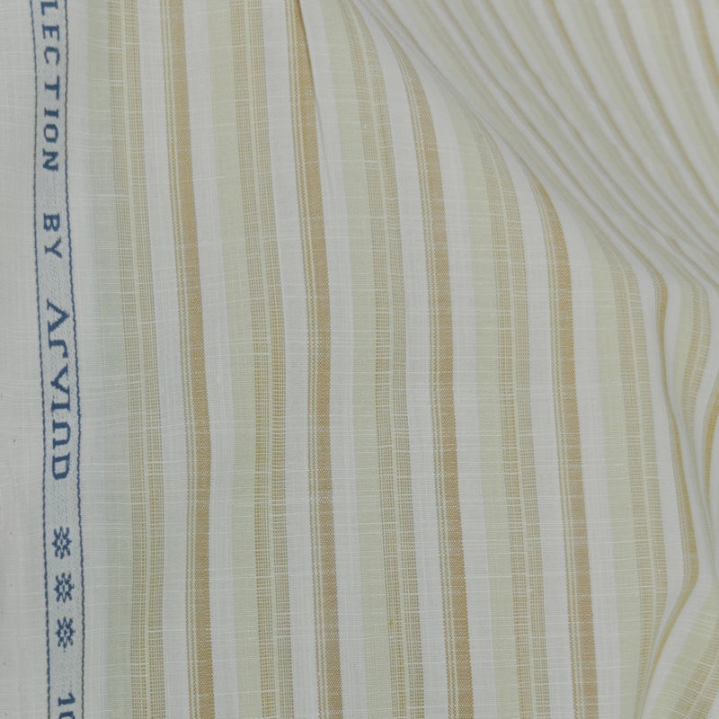 Shirt Fabric Arvind 100% Pure Cotton Multi Lining Colour Green, Brown