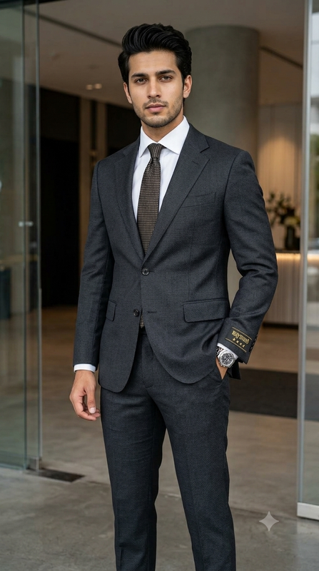 Suit Fabric Raymond Exotic Super 140s Count Luxurious 40% Rich Wool Sharkskin Color Charcoal Dark Worsted Grey