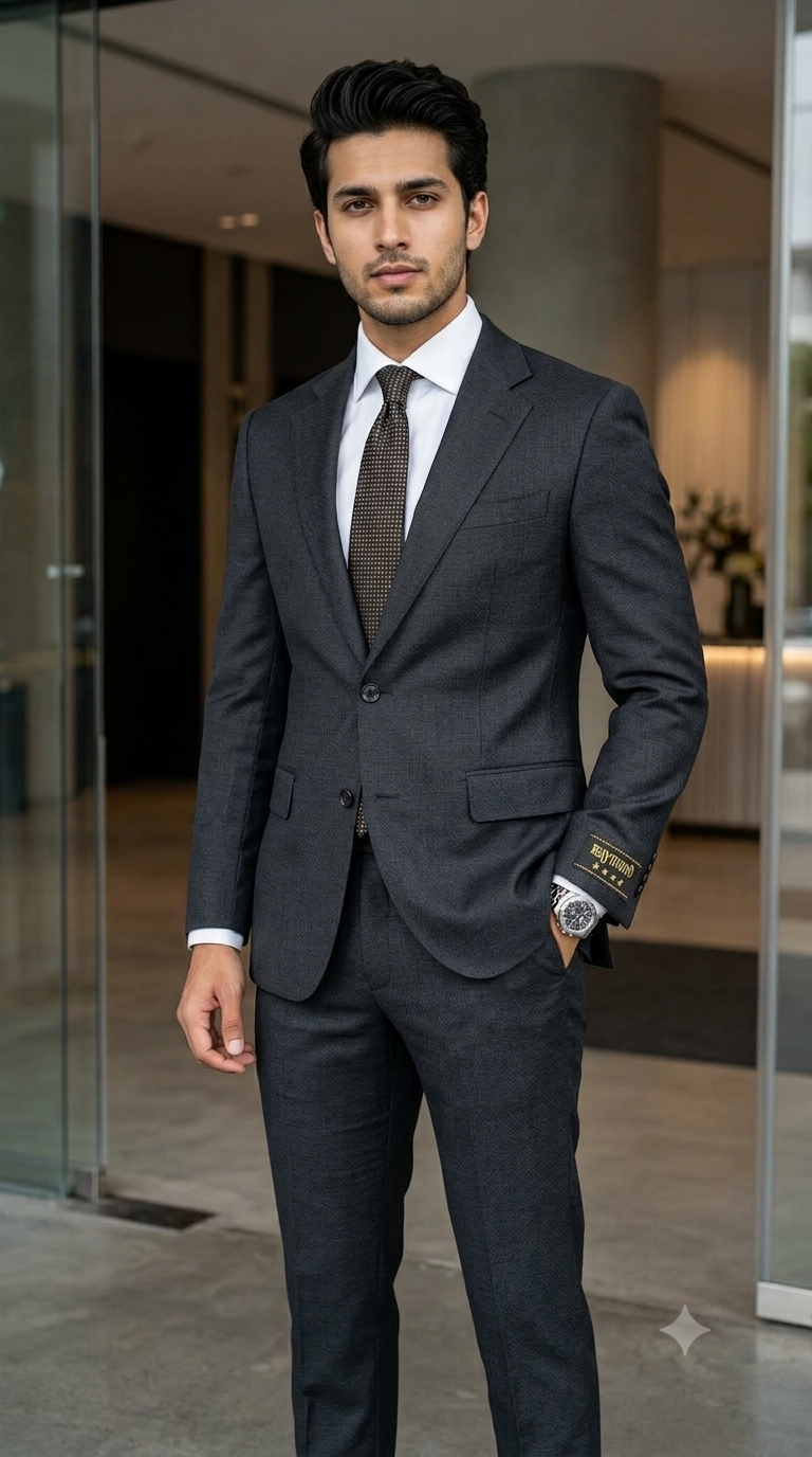 Suit Fabric Raymond Exotic Super 140s Count Luxurious 40% Rich Wool Sharkskin Color Charcoal Dark Worsted Grey