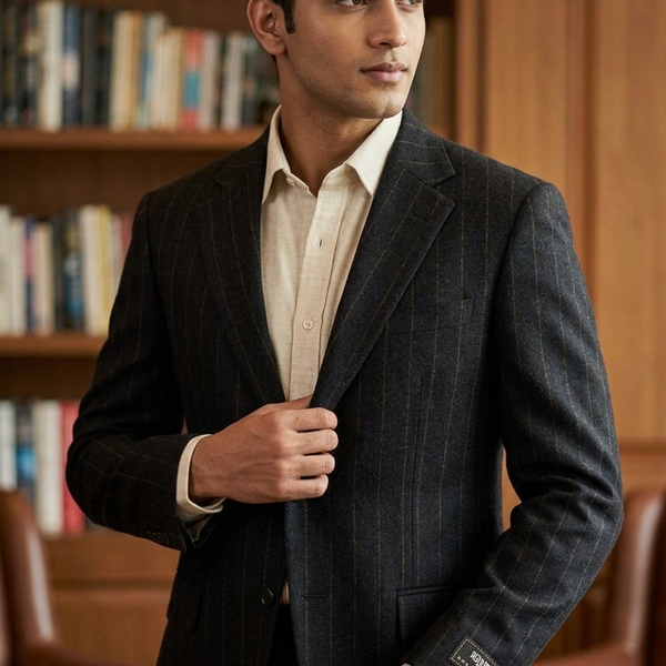 Raymond Super 120s count 100% Wool Tweed Broad Lining Blazer Fabric Colour Black