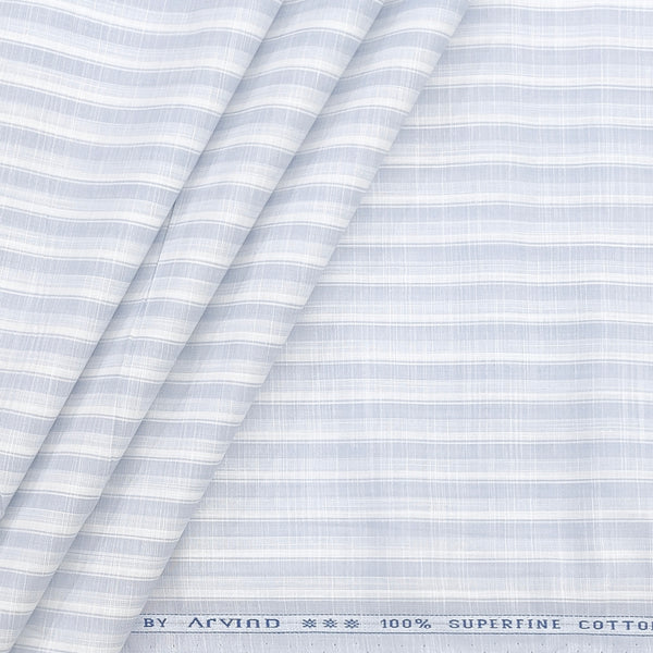 Shirt Fabric Arvind 100% Pure Cotton Patta  line Colour grey